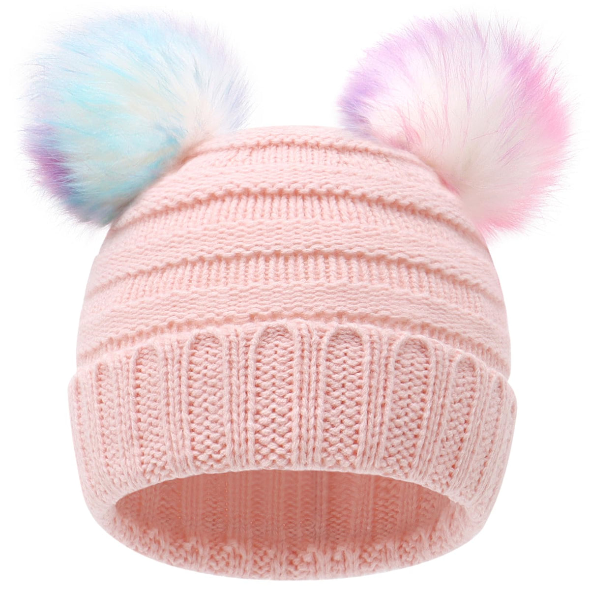 Knitted Pom Pom Beanie  for Boys Girls（5-12T）