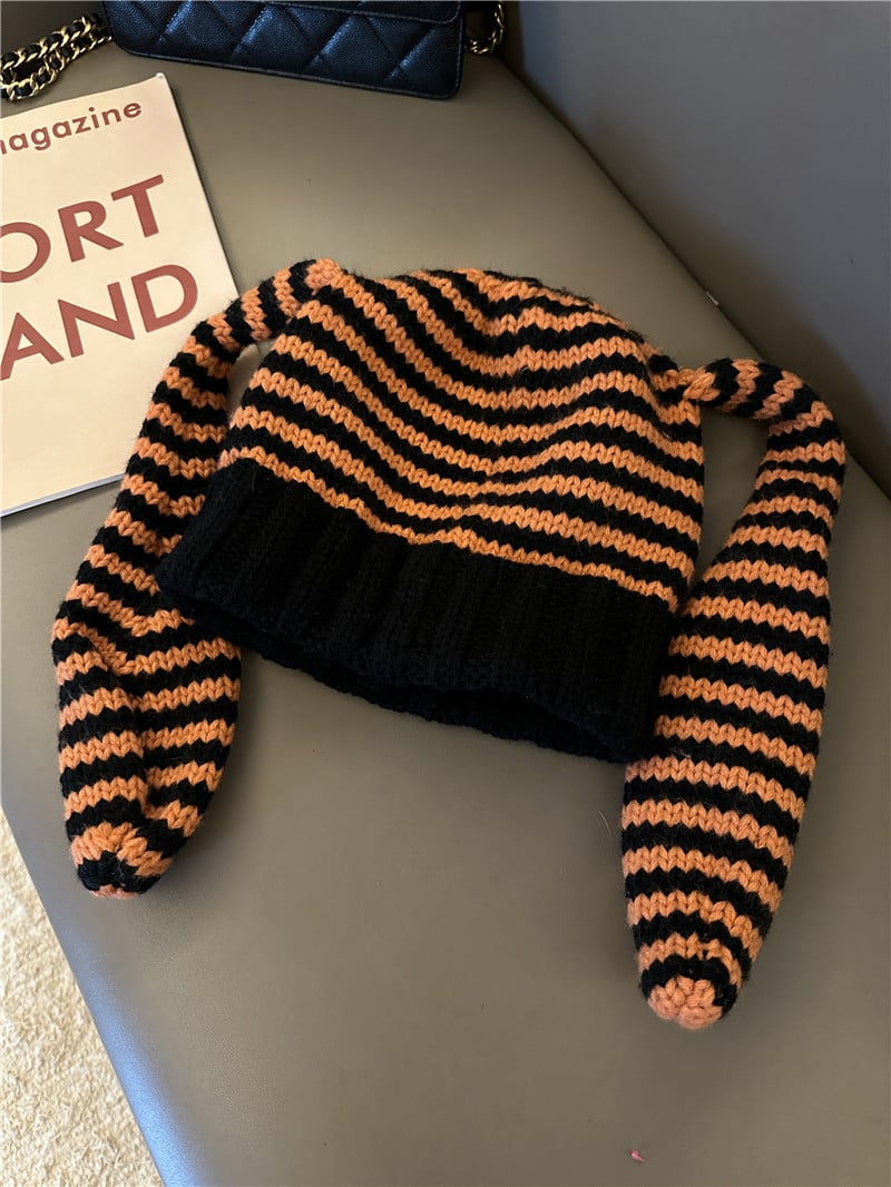 Rabbit Ears Striped Beanie