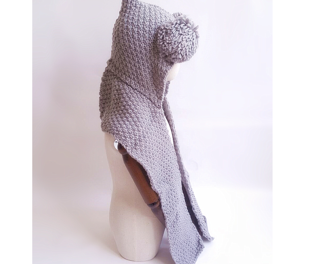 Knitted Beanie with Bear Design