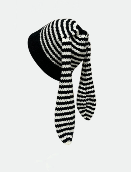 Rabbit Ears Striped Beanie